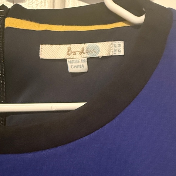 Boden Louise Ponte Long Sleeve MIDI Shift Dress in Blue Color Block Size 6P - Picture 3 of 7